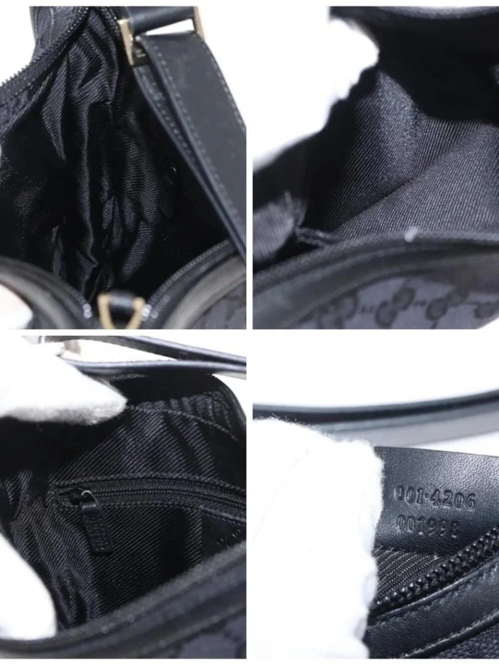 GUCCI GG Canvas Shoulder Bag Black Silver 001 - Picture 15 of 16